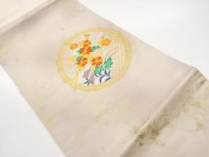 引箔秋草模様織出し名古屋帯